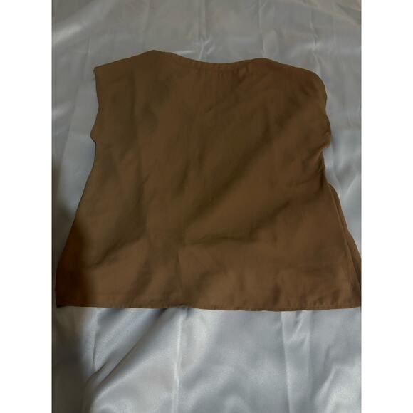 Pleione Woman’s Short Sleeve Side Knot Blouse Carmel Size Large - Picture 9 of 9